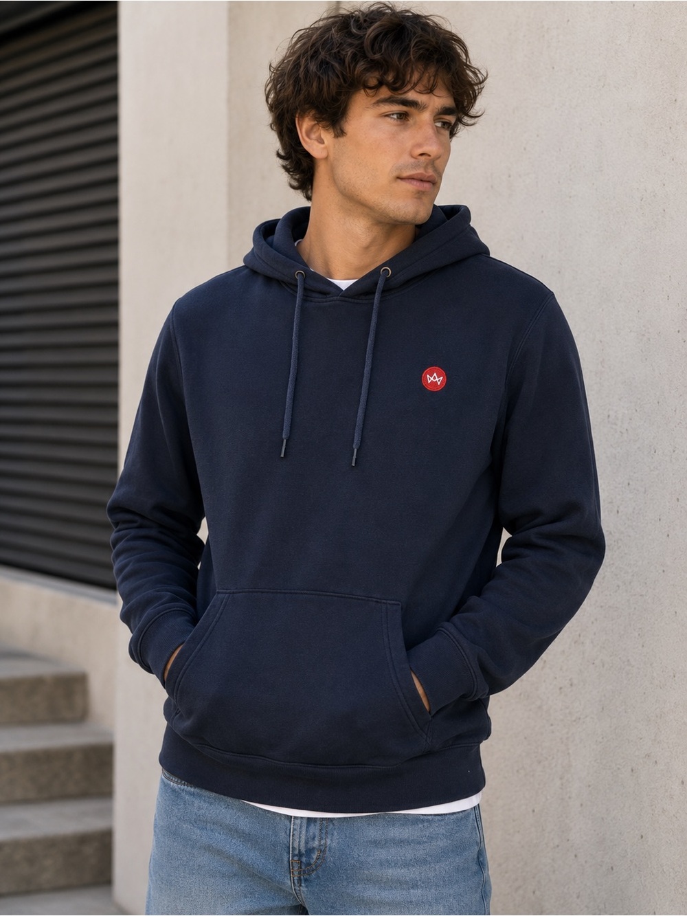 Kronstadt Denmark Hoodie Mens S Navy Blue Pullover Sweatshirt Kangaroo Pocket